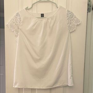 White Blouse with Lace Sleeves